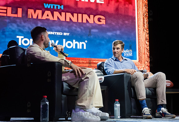 Eli Manning - Roommates Live Podcast - Rumsey Playfield - NYC -