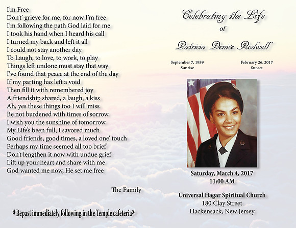 Outside (front & back) Funeral Program