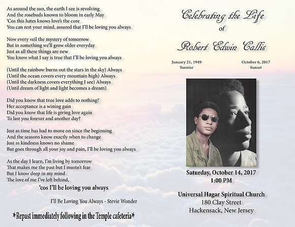 Outside (front & back) Funeral Program