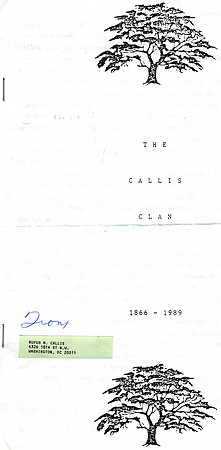 CALLIS FAMILY TREE FROM IRA CALLIS SIDE OF THE FAMILY (GRANDFATHER)