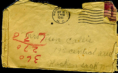 LETTERS FROM JANNETTE FIELDS (GREAT GREAT GRANDMOTHER) TO HELEN CALLIS (GRANDMOTHER) 1941