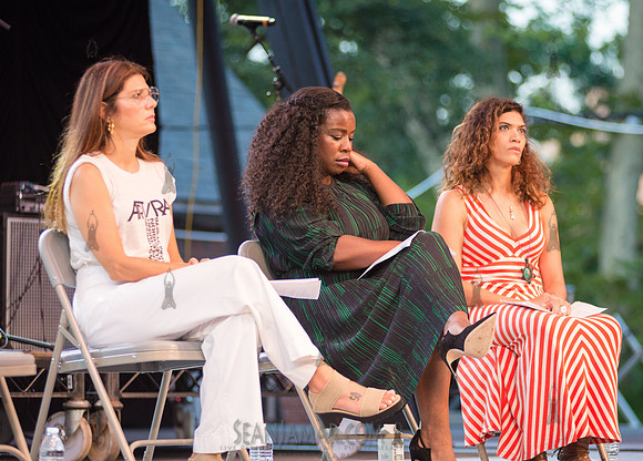 Marisa Tomei, Uzo Aduba and Laura Gomez - Voices of A People’s History - Rumsey Playfield Central Park - NYC - 2018